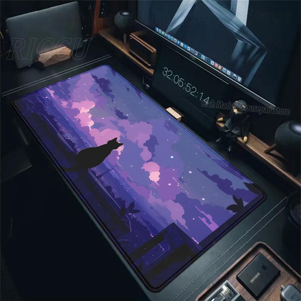 Süßes Katzen-Mauspad Großes Computer-Gamer-Tischpad XXL Gummi-Gaming-Tastatur-Mauspad Buntes Wolken-Schreibtischpad Büroaccessoires
