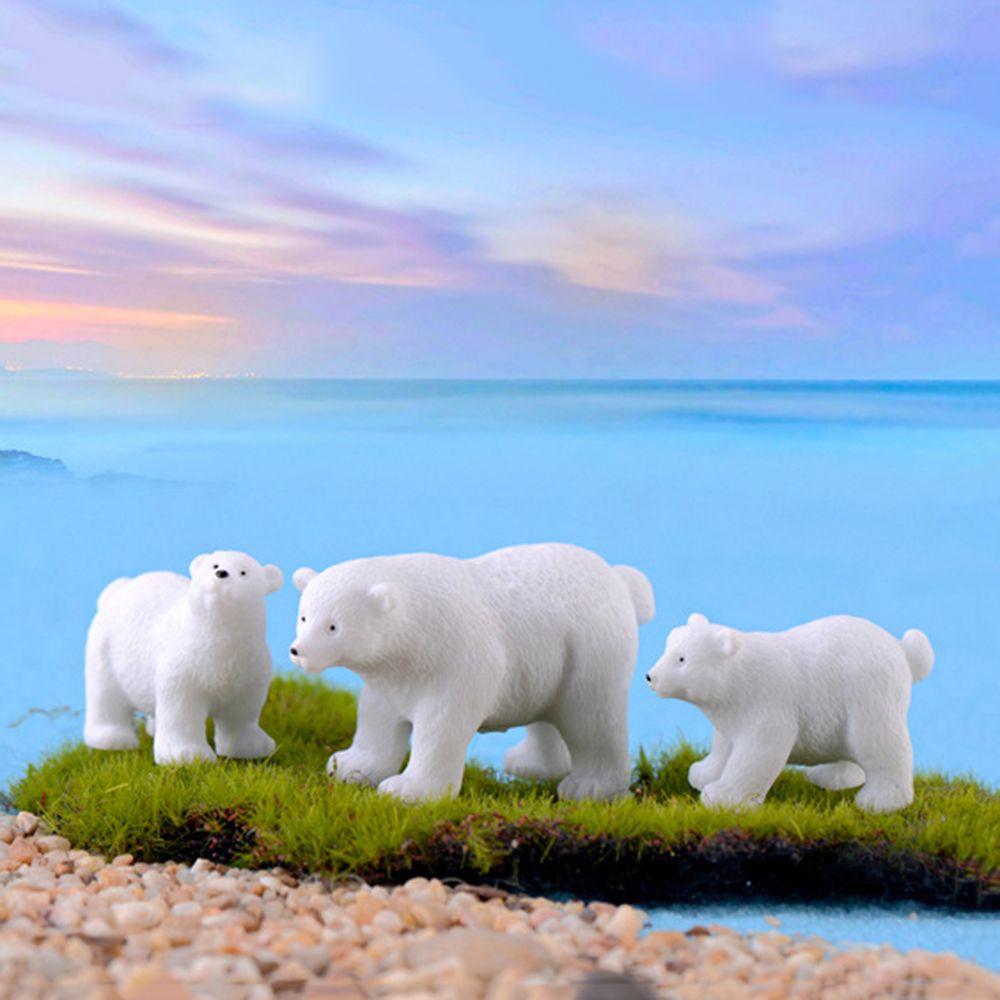 1 PC Mini Fairy Garden Model Animal Polar Bear Figurines Miniatures Simulation White Bear