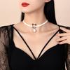 Schwarze Samt-Katzen-Glocken-Choker-Halsketten für Damen Mädchen Süß Niedlich Einfache Halsbänder Schlüsselbein-Halsketten Hochzeitsfeier Modeschmuck