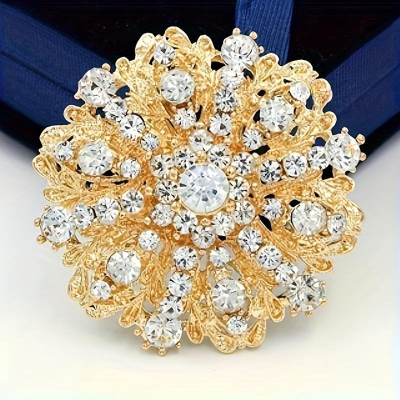 

Elegant Alloy Rhinestone Floral Brooch Pin - Luxurious Bridal Bouquet Design, Fashionable Accessory for Weddings and Formal Events золотистий