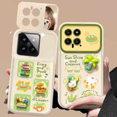 Applicabile a Xiaomi 14/13pro Custodia per cellulare Note12/9 Graffiti Cornice quadrata Bambola Redmi K70/60 Specchio a libro