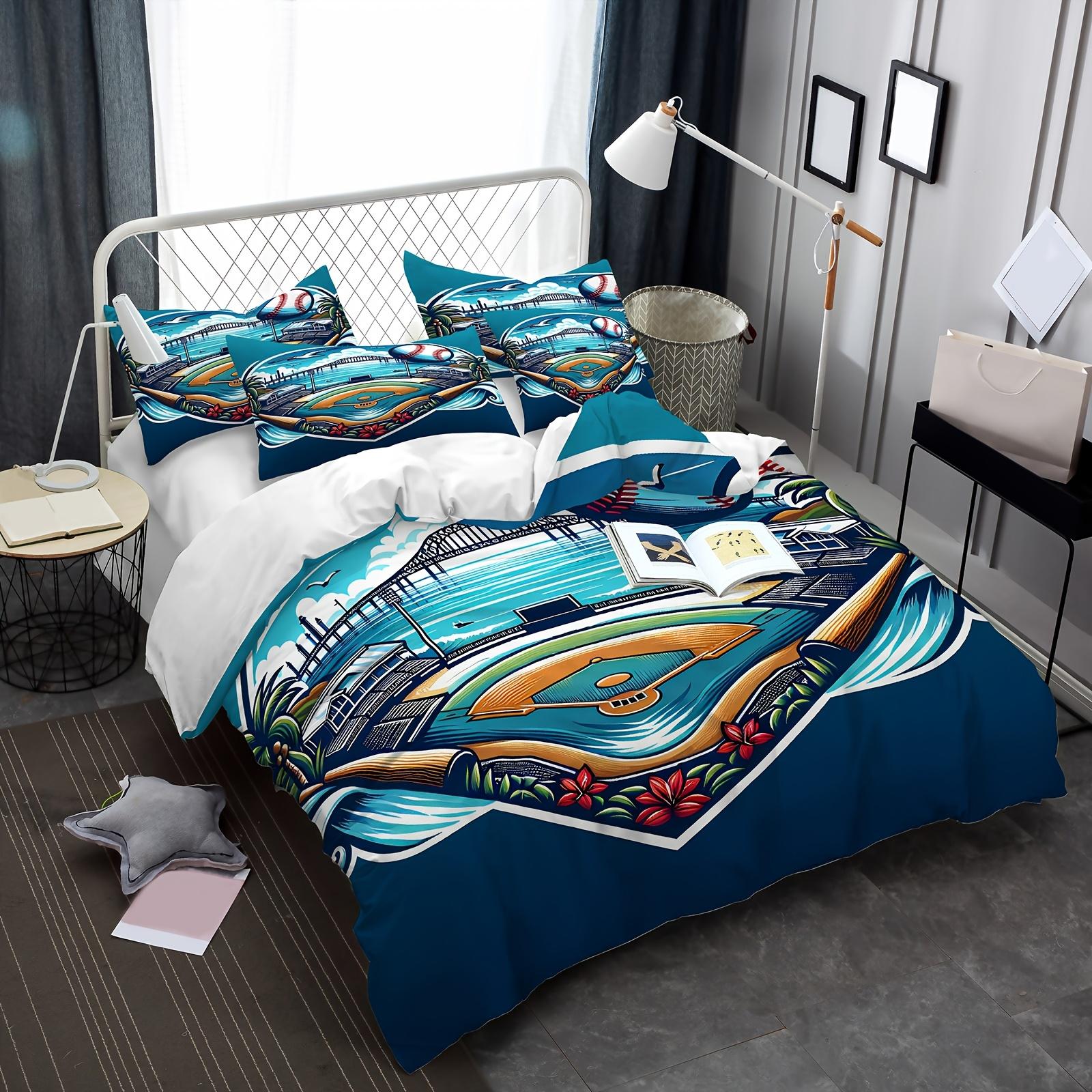 

2/3Pcs Baseball Graphic Print, Bedding Kit, Suitable For Boys And Girls Bedroom Use, Machine Washable. Baseball Enthusiast Duvet Cover Set&EU Single(135x200cm)