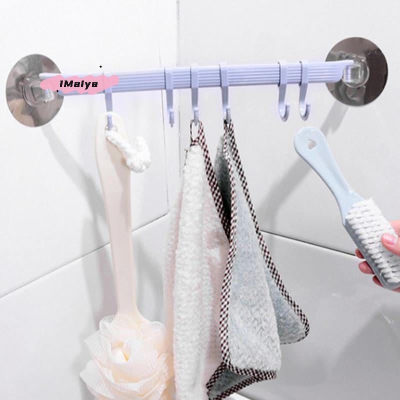 M-1pc Blue/White/Pink Suction Cup Type Hook 6 Rows For Kitchen Bathroom Corner Suspension Without Marks Plastics Hanger Hooks