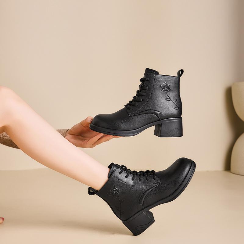 New Autumn and Winter Shoes Women's Chunky Heel Retro Boots Thick-soled Ankle Boots