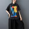 DIMANAF 2026 Plus Size New Summer Blouse Shirt Print Short Sleeve Casual Women Loose Tops Shirts Cotton