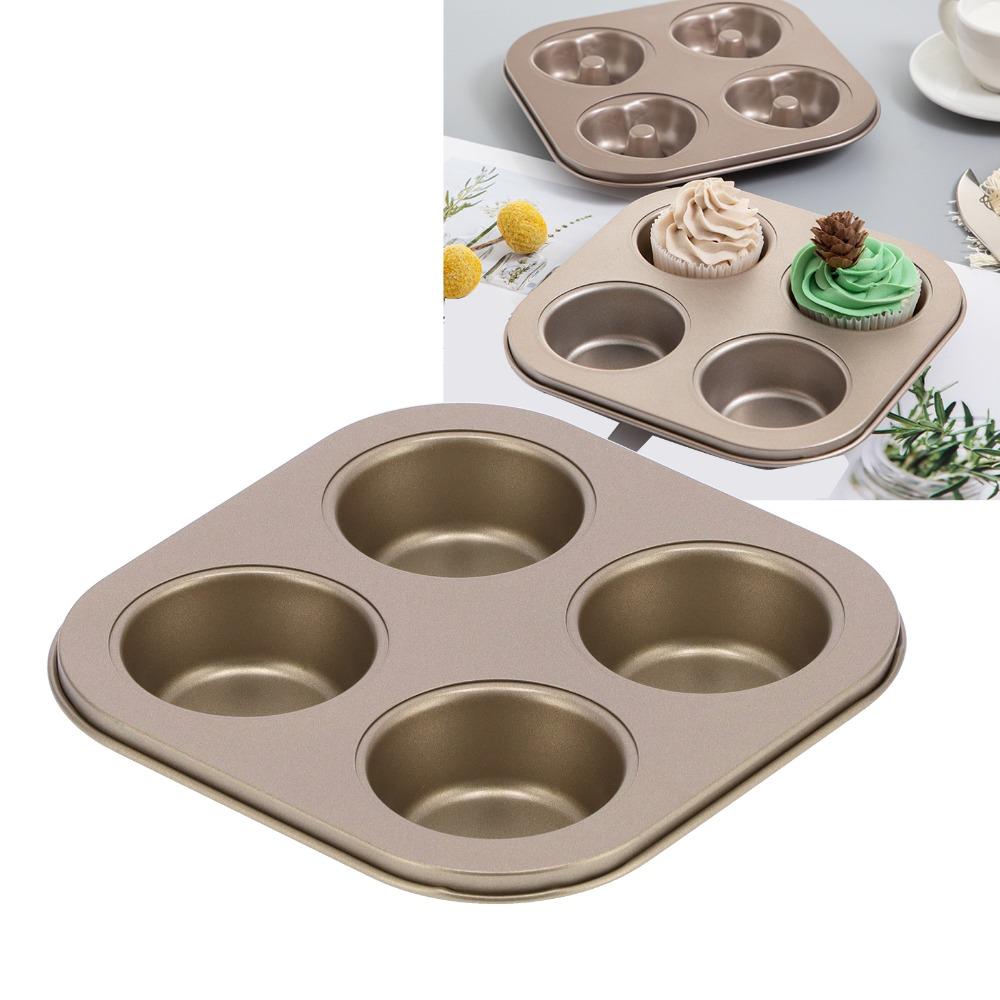 Non-Stick Coating Cupcake Baking Pan 4-Cavity Baking Mold Pan Durable Muffin Pan Oven Baking