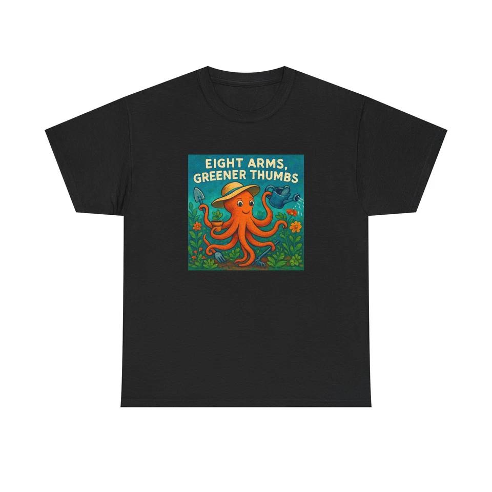 Unisex Adult T Shirt Gardener Octopus Green Thumb S