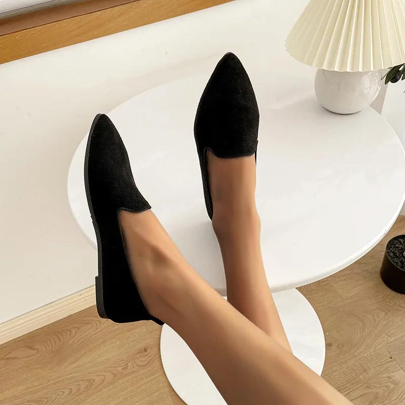 Fashion Fashion Slip on Loafers Breathable Stretch Ballet Shallow Flats Women Soft Bottom Pointed Toe Boat Shoes plus size 2025