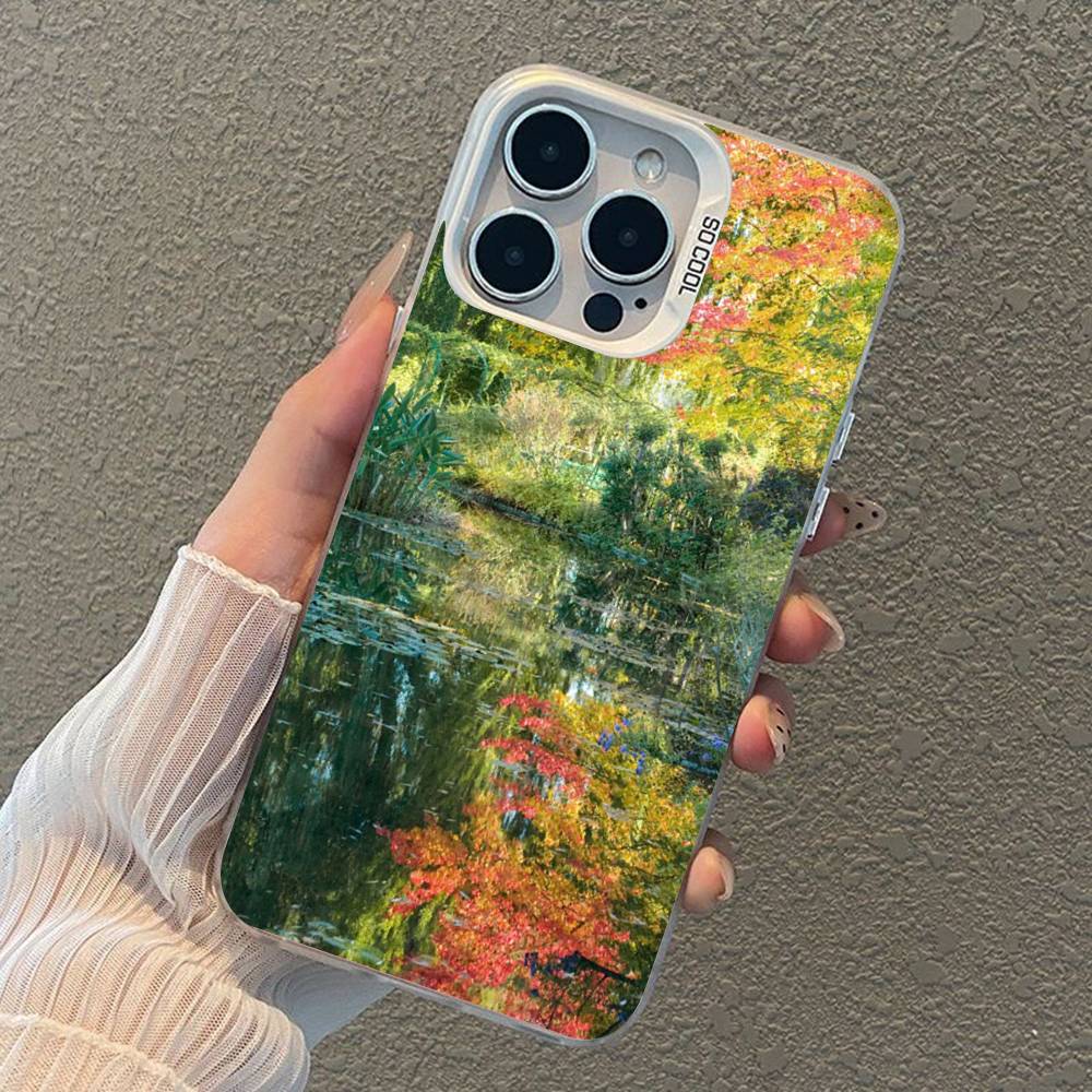 Claude Monet Impressionism Painter Silver Inside Phone Case For iPhone 17 16 15 14 11 12 13 Pro Max Plus X XR XS Max Colored
