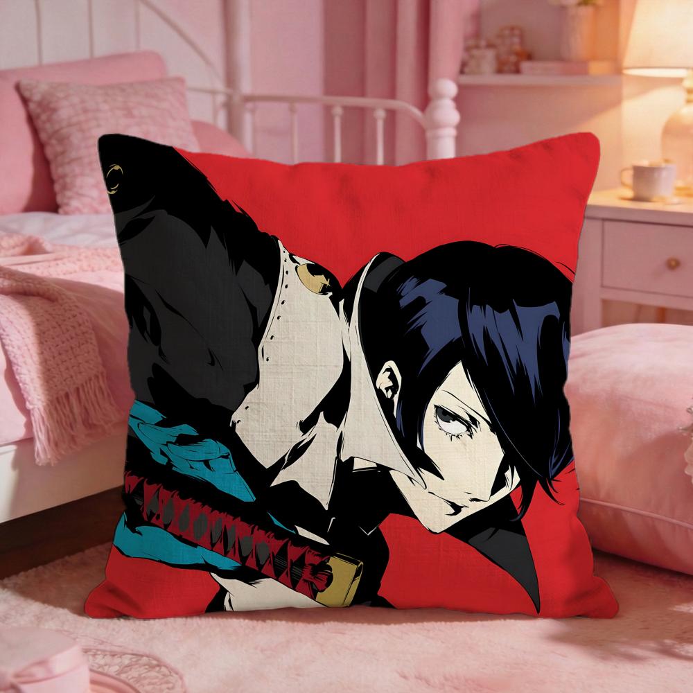 Spiel Persona 5 Kissenbezug Premium Komfort Wendbare Kissenhülle Zwei-in-Eins-Design für Jeden Raum Auto-Innenraum