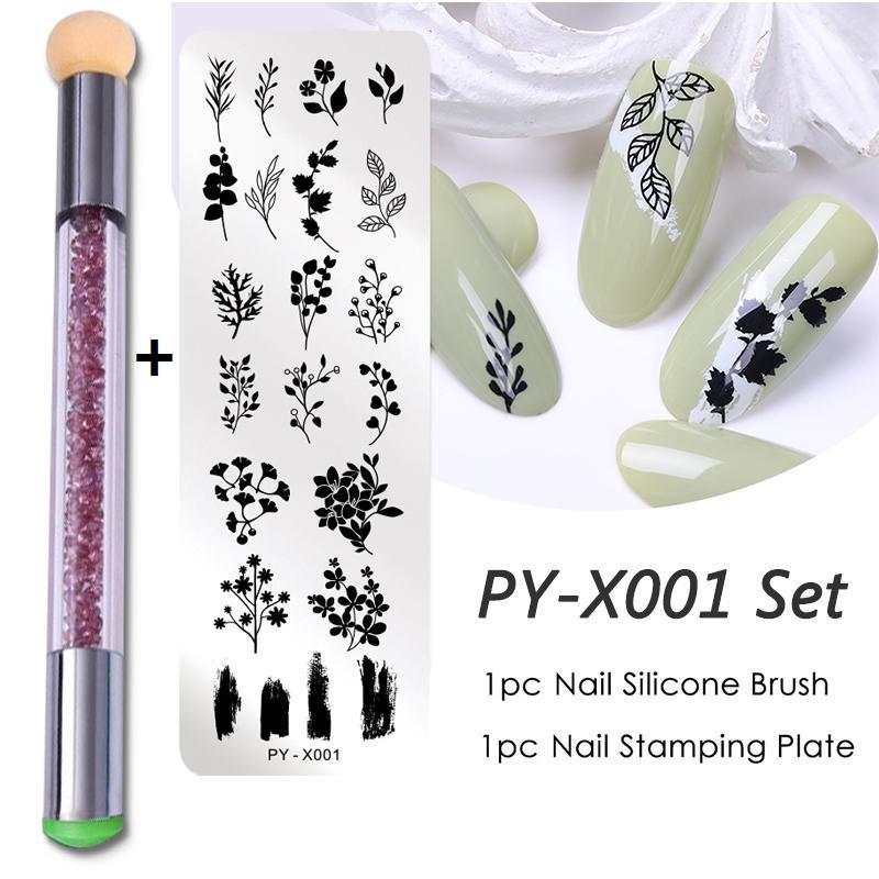 

2 шт. / Компл. Штамповки для ногтей набор силиконовых губчатых кистей трафареты для трафаретов для переноса лака