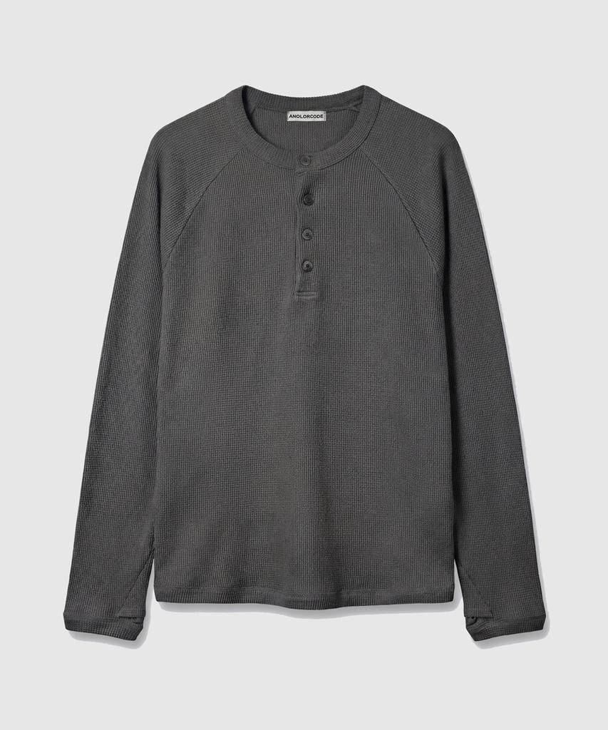 Eoneolleokodeu Crop Waffel Henley-Hals T-Shirt (3 Farben)