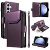 For Samsung Galaxy S24 FE Case with Multi-Card Holder and Strap PU Leather Phone Cover Stand