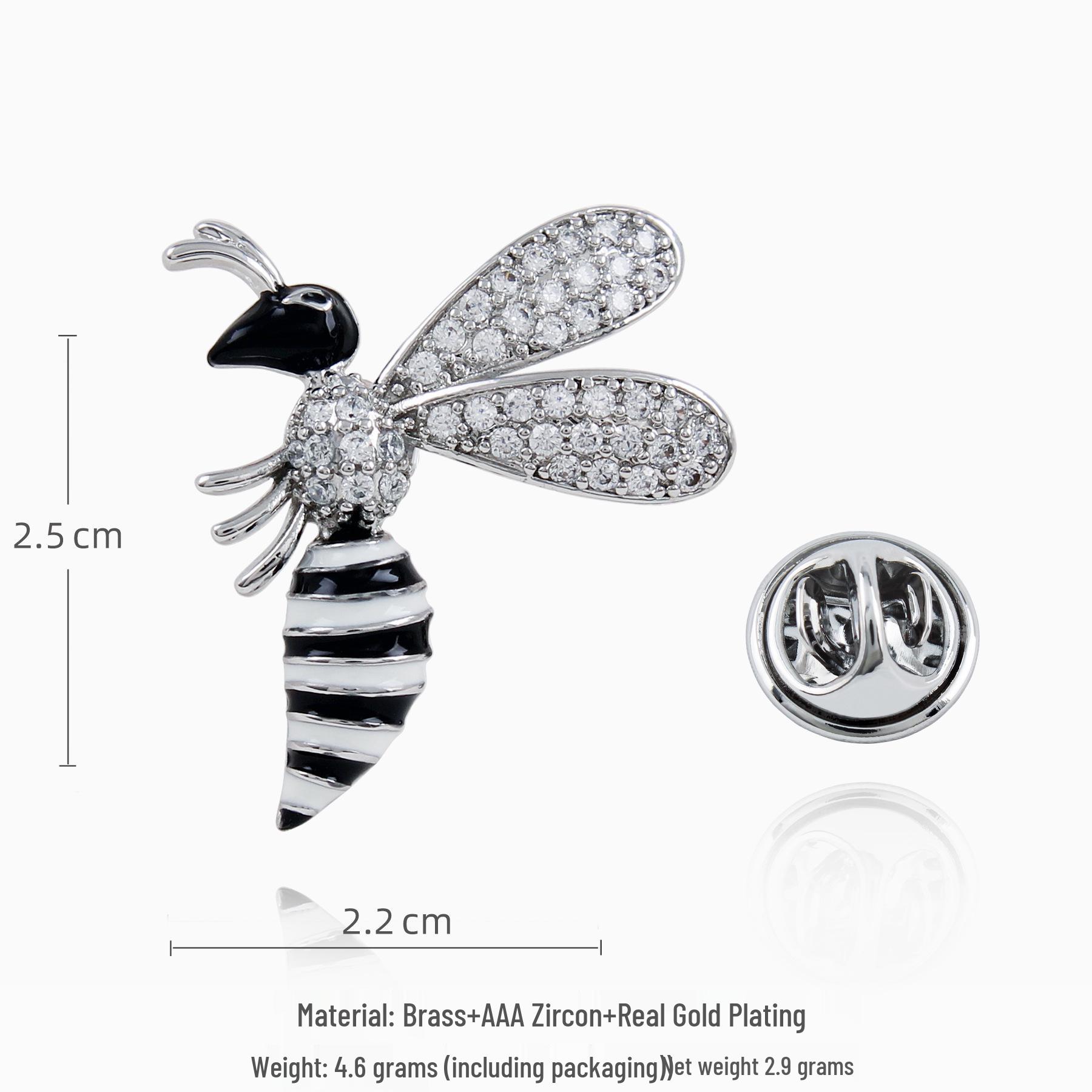 Elegant Little Bee Brooch: Unisex Light Luxury Suit Pin with Micro-Inlaid Zirconia
