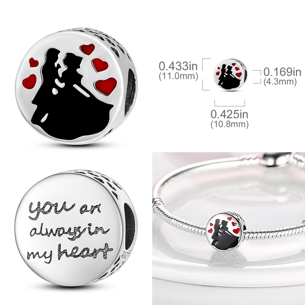 Copper Charms Love Mother Family Sister Heart Beads Fit Original Bracelet Diy Woman Jewelry Gift