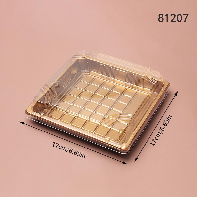 10 Pcs Disposable Sushi Box Home Takeaway Beef Lamb Sliced Salmon Covered Packaging Box Square Sushi Plate Meal Box Containers