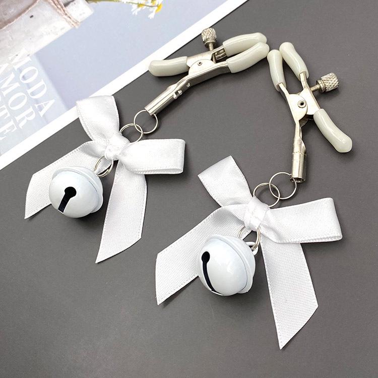 SM Adjustable Nipple and Breasts Clamps with Bow Tie for Couples