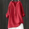 Women Cotton and Linen Top Button Down Blouse Ladies Tops Stand Collar Solid Women's Blouse Long Sleeve Casual Shirt Loose Tops