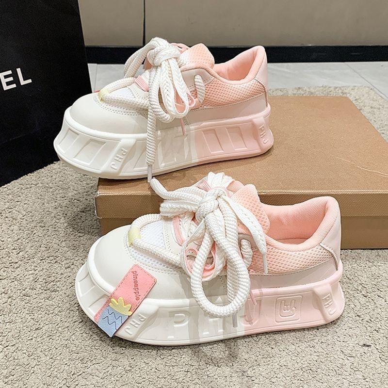 

JDNVH thick bottom gradual change color breadboard shoes women s spring and autumn 2025 white shoes sports and leisure shoes tide 35