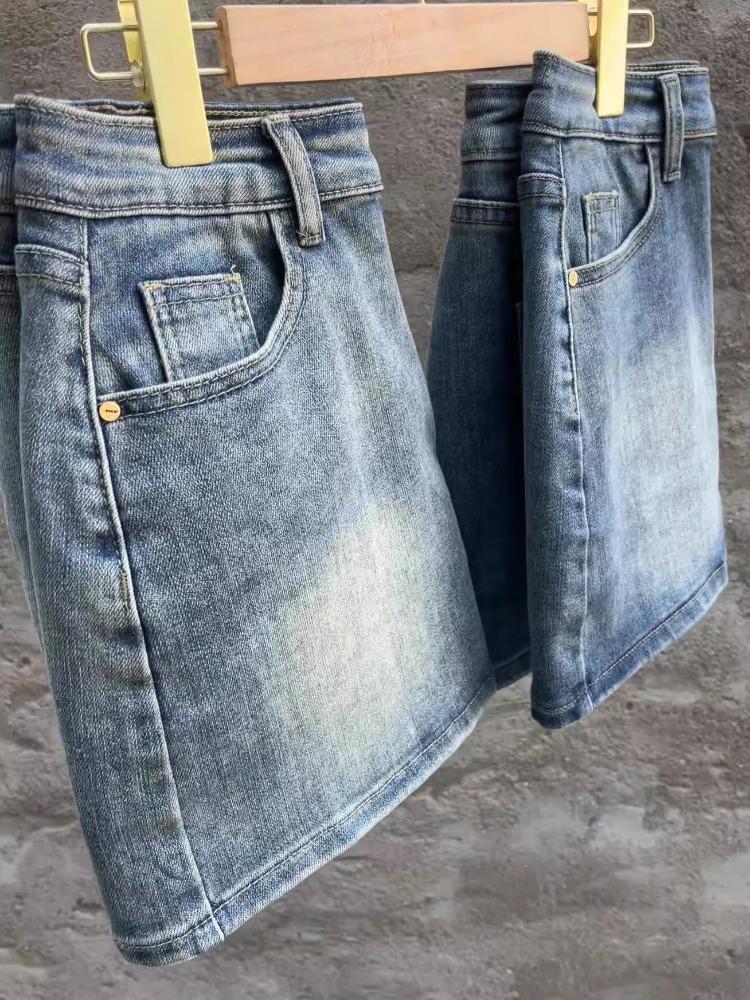 Women's High-Waist Denim Mini Skirt - Retro Slimming Hip-Hugging Design, Anti-Exposure, Summer Style