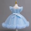 New Kids Net Lace Princess Dress with Frills, Large Size Girls' Birthday Outfit