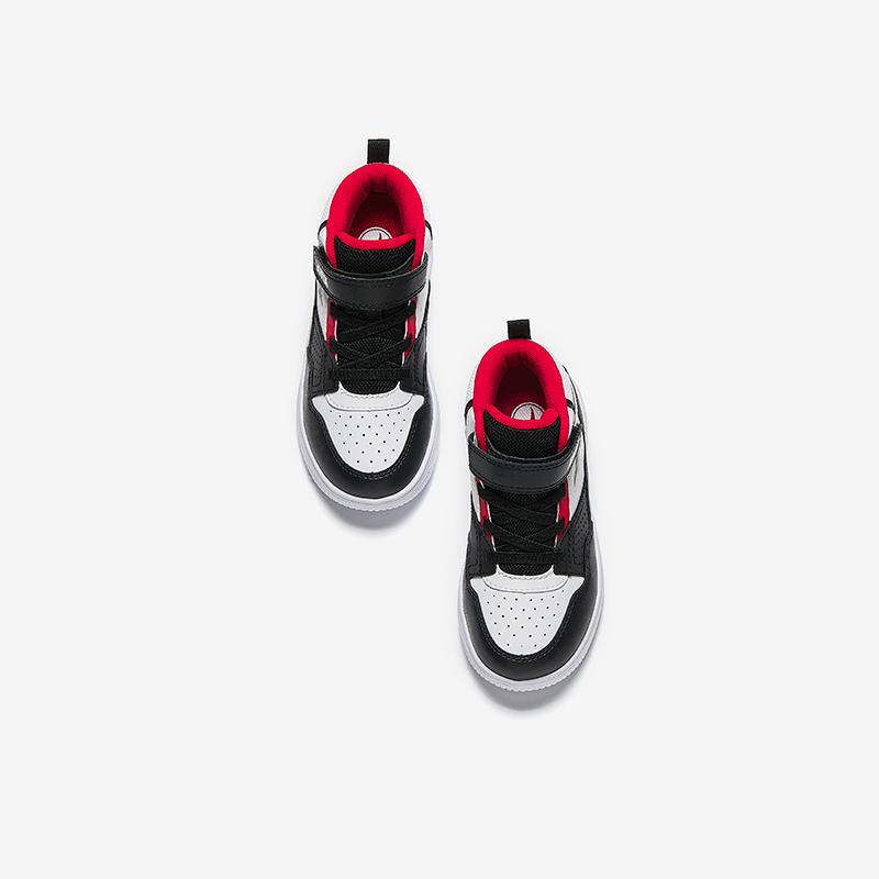 Anta Kids Synthetic Leather Simple Versatile Wear-Resistant Mid-Top Kids Sneakers Kids Sneakers White Black Red A12449946-2