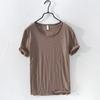Retro Rohkanten T-Shirt für Herren Leicht, Atmungsaktiv, Slim-Fit, Unifarben O-Ausschnitt Lässiges Basic Top