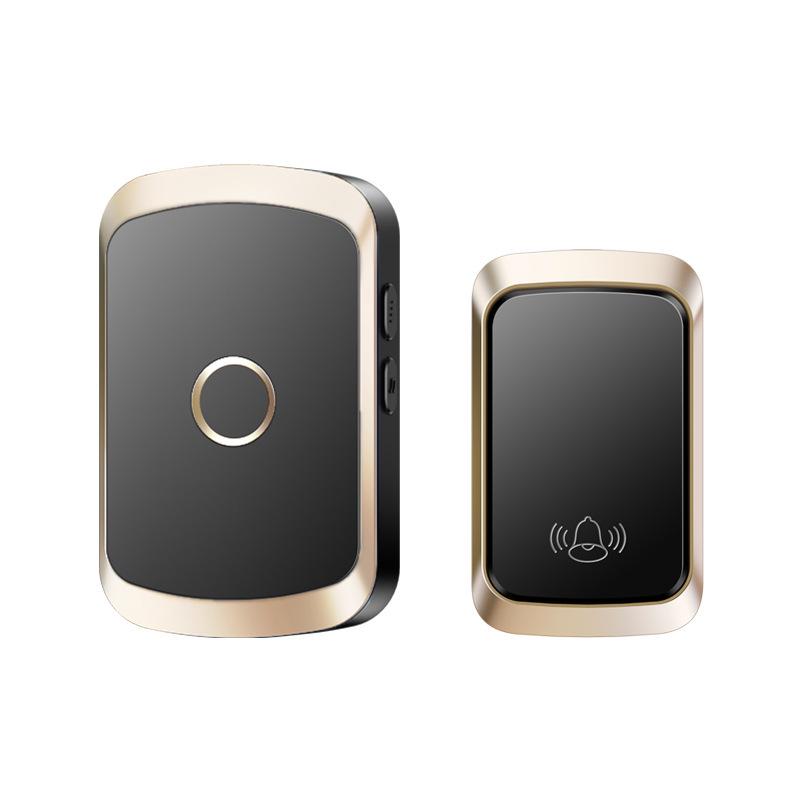 Self-Powered Wireless Doorbell: Battery-Free, Waterproof, Long Range, Elderly-Friendly Black-Gold China Plug