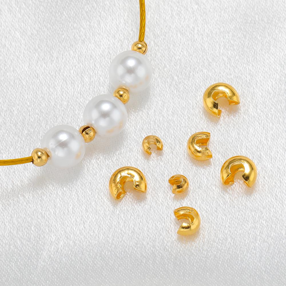 50pcs Stainless Steel PVD Plated Open Crimp End Bead Stopper Spacer Beads for DIY Jewelry Making Necklaces Bracelets Findings