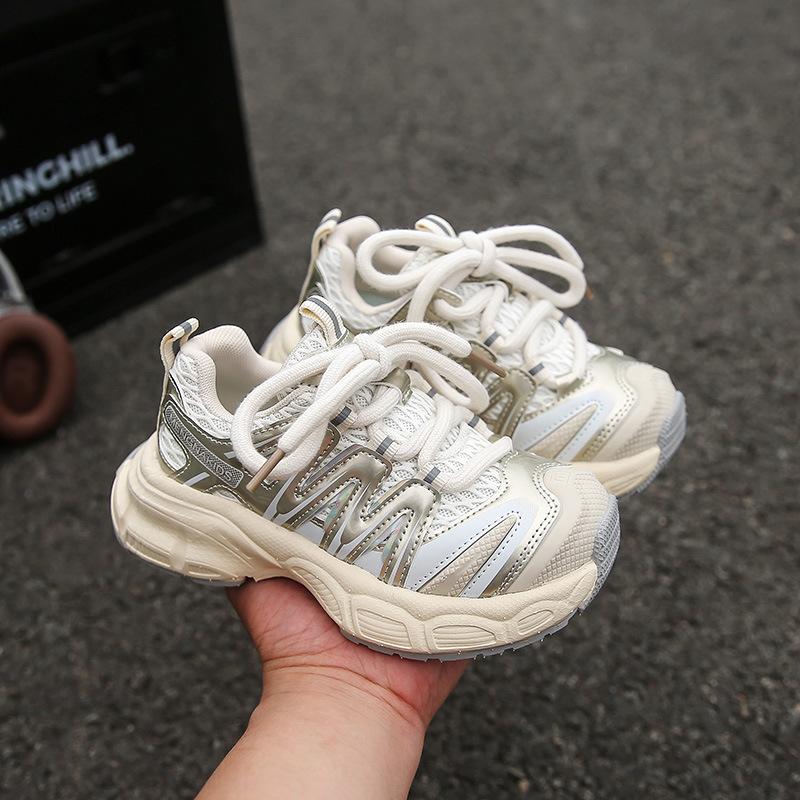 Children's sports shoes male and female classmates 2025 spring and autumn new breathable shoes platform mesh shoes mountaineering shoes dad running