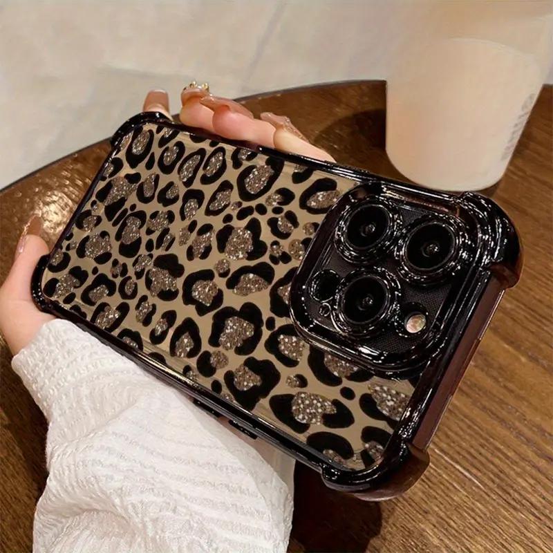 Luxury Personality Leopard Print Plating Phone Case For iPhone 17 16 15 14 13 12 11 Pro Max X XR XSMax 8 Mini Air Plus Anti-Fall