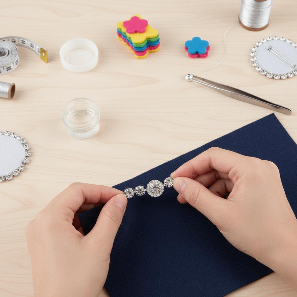 1pcs Glass Crystal Rhinestone Chain Trim 1 Yard Length Crystal Applique Trim  For Garment Decoration