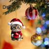 Christmas Cat Ornament Xmas Tree Decor Hanging Backpack Keychain Acrylic Holiday Accessory for Car Rearview Mirror Window Bag Key