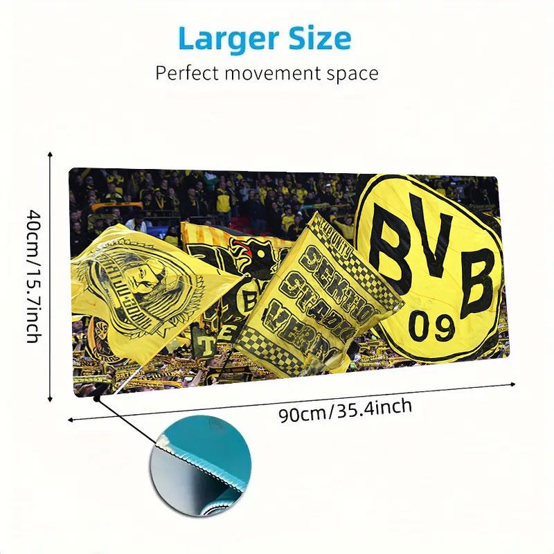 Dortmund Team Logo Mauspade, Große Gaming Schreibtischmatte, Rutschfestes XXL Mauspade für Laptop & Tablet, Mini-PC Spielmatte mit Genähten Kanten