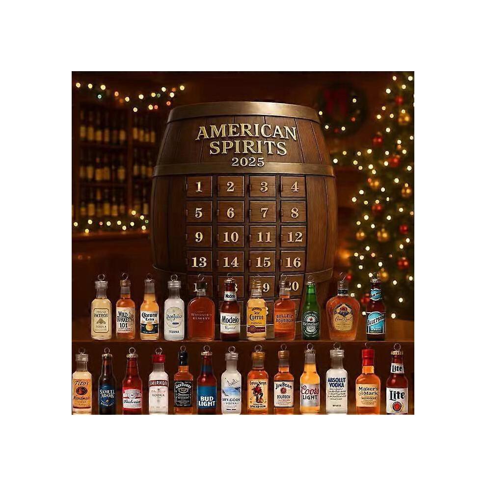 2025 Full-Style Acrylic Christmas Advent Calendar, Festive Decoration, American Spirits 2025