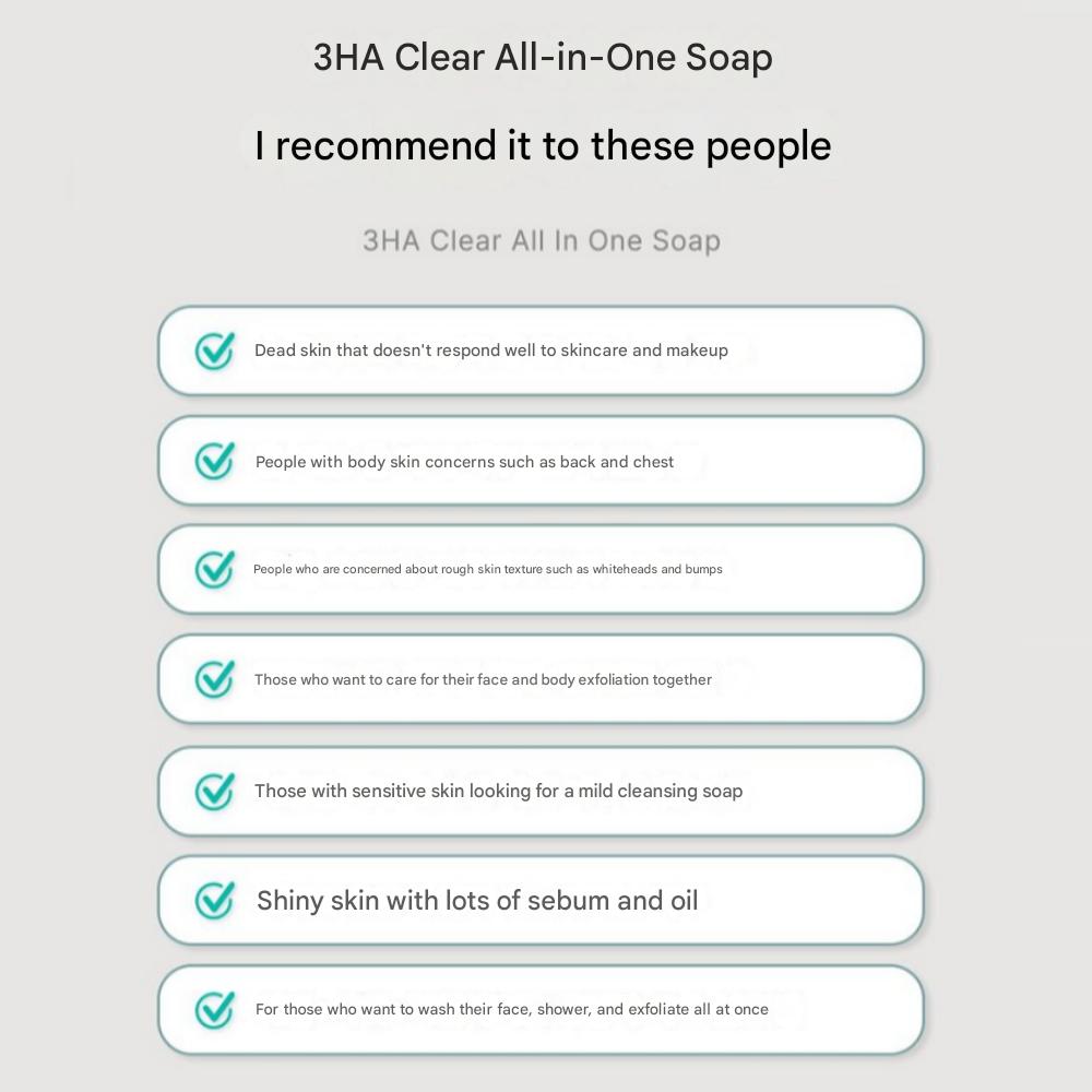 3HA All-in-One Cleansing Bar: Exfoliation, Face & Body, and Waste Removal All in One! 2(Two) Low-Irritation Soaps