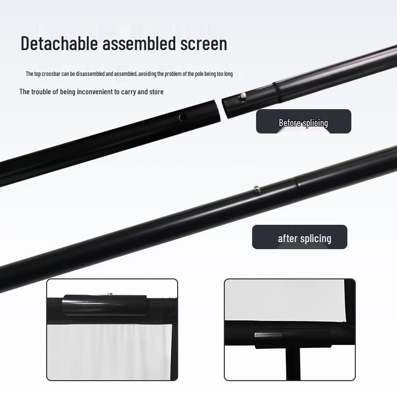 Outdoor Portable HD Projector Screen, 100-120 Inch, Light-Resistant, Wall/Floor Mount, White Grid