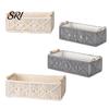 Neat Countertop Storage Box with Wooden Handles Large Capacity Basket Sturdy Frame Organizer Woven Design for Cosmetics And Sundries Space-saving