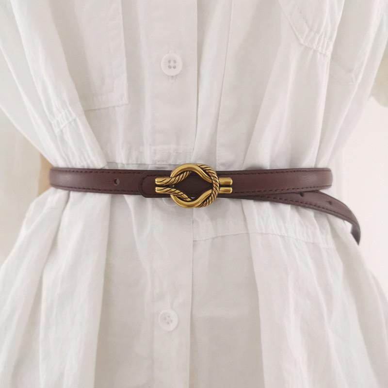 Retro Minimalist Womens Belt Metal Buckle Fashion Dress Decoration Waist Belt