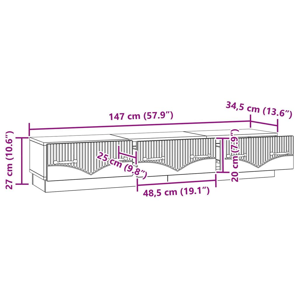 TV Cabinet Concrete Grey 147 x 34.5 x 27 cm Particleboard