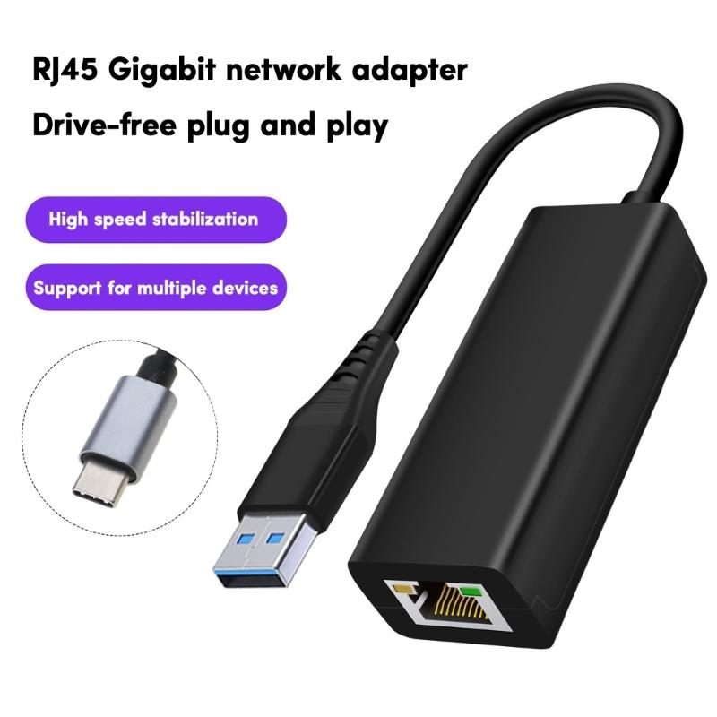 TypeC/USB3.0 to Broadband RJ45 Ethernet Card Converter Network Connection For Desktop, Laptop, Mobilephones