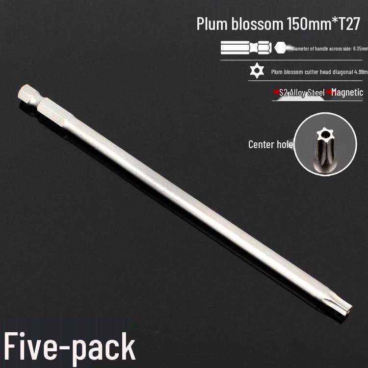 Plum Blossom S2 Magnetic Hex Screwdriver Set - 6.35mm Pneumatic Drill Bit Set