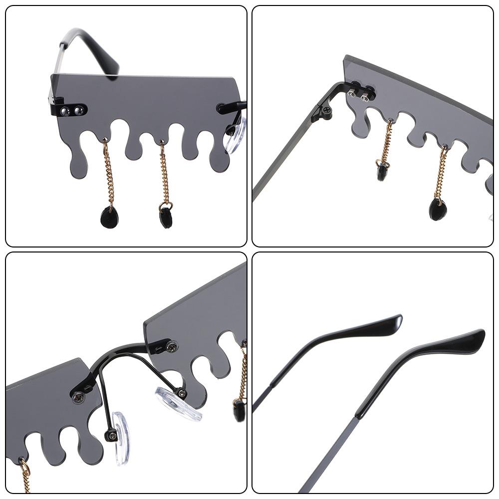 Streetwear Glasses Narrow Rimless Wave Eyewear Tassel Sunglasses Sun Glasses Tears Flame Sunglasses