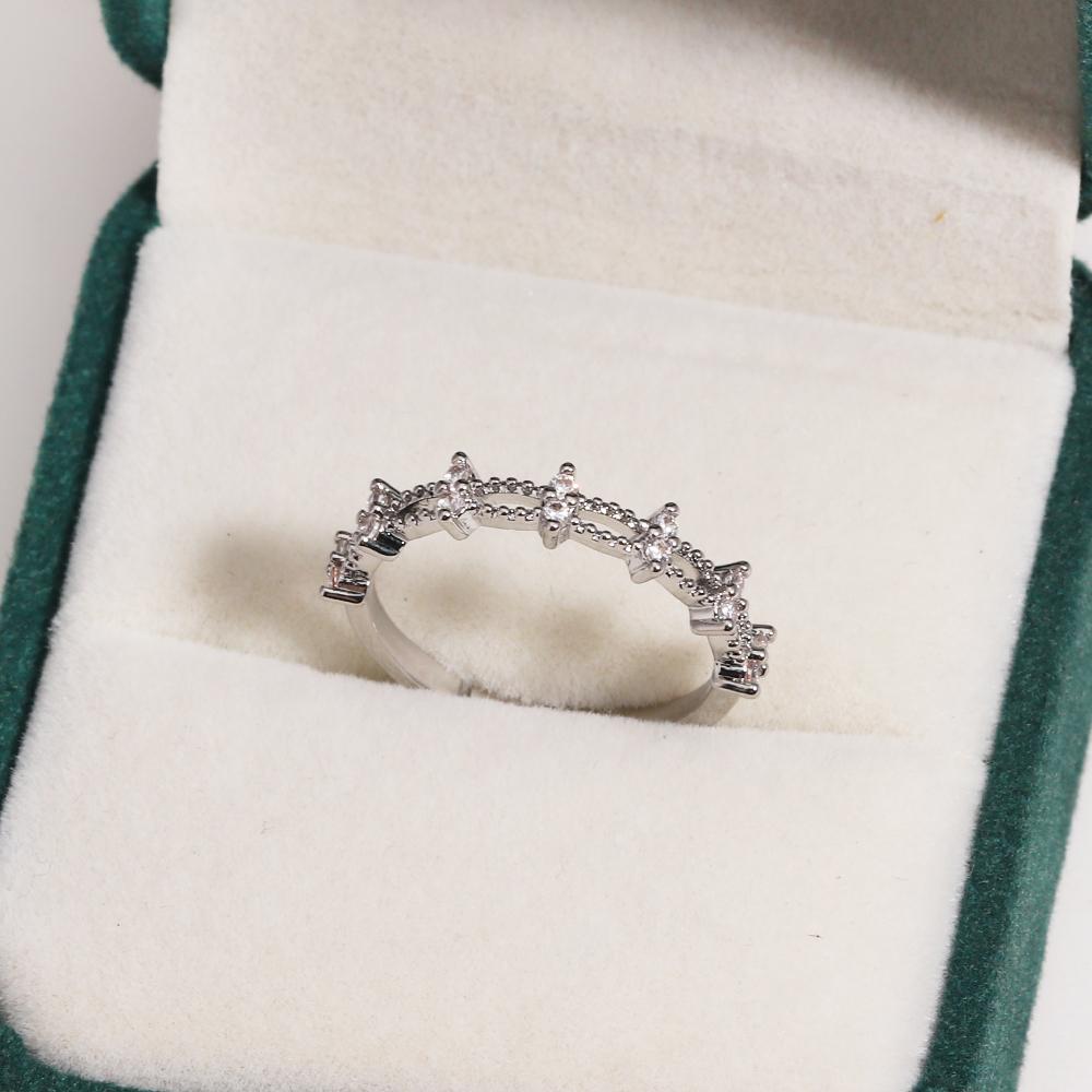 Sparkling Colorful Dazzling CZ Finger Flower Rings For Women Luxury Bow Pink Zircon Ring Wedding Jewelry For Wife & Girlfriend