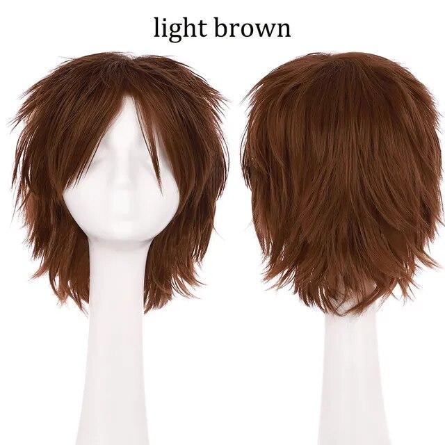 S-noilite Synthetic Short Wig Blue Brown Black Women Men Cosplay Costume Party Head Wigs Hair