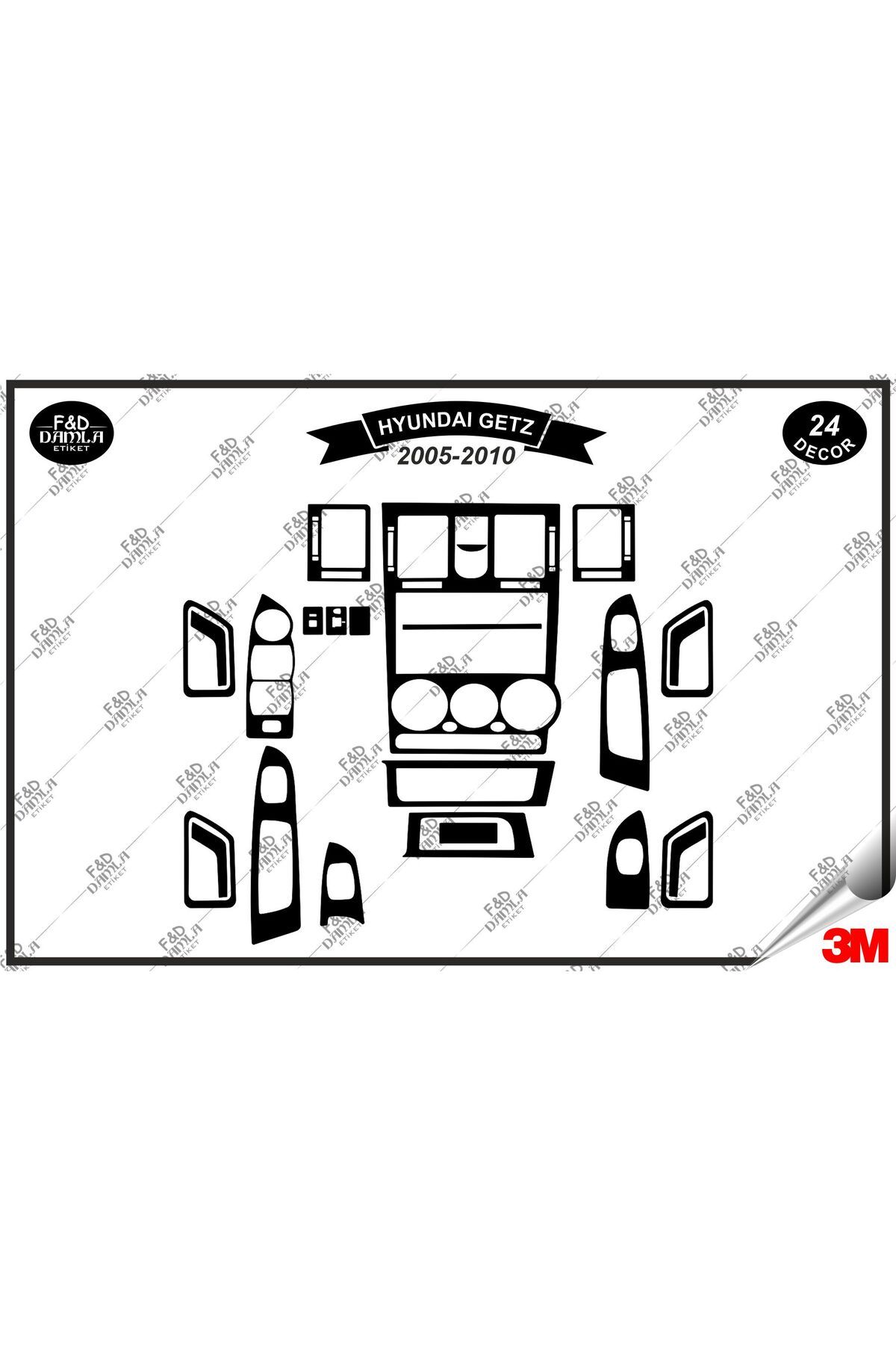 

Hyundai Getz 2005-2010 Torpido Konsol Trim Göğüs Maun Kaplama Set 24 Parça Siyah