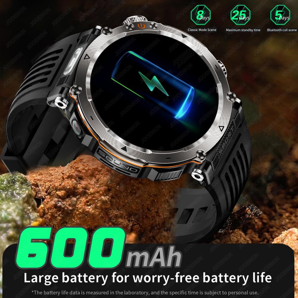 Military Smartwatch Men With LED Flashlight 1.7 Inch 3ATM Waterproof Fitness Watch 600 mAh Battery Talking Smartwatch