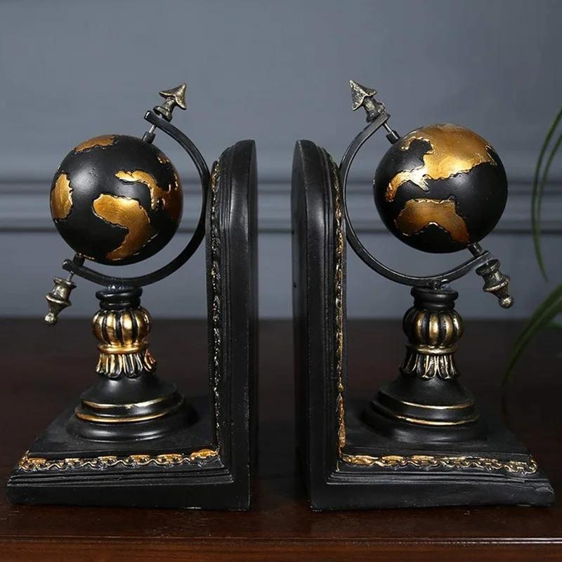 Retro Creative Book Holder Office Decoration Home Study Desktop Unique Globe Bookshelf Bookends