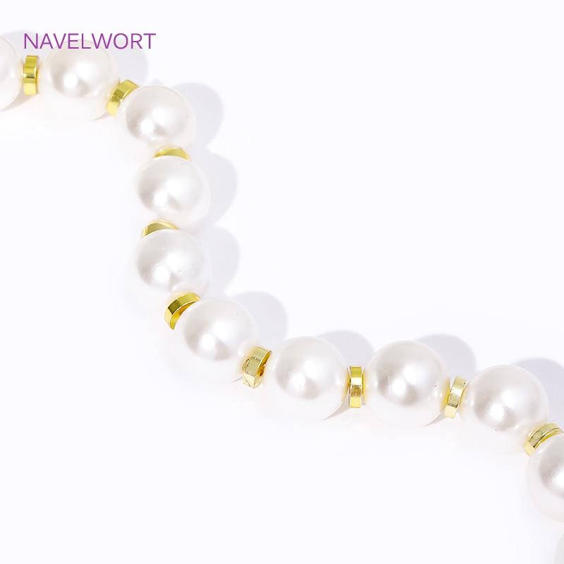 18K Gold Plated 3/4/6mm Round Smooth Spacer Beads,Separator For Beads,Brass Bracelet Beads For Jewelry Making, DIY Accessories