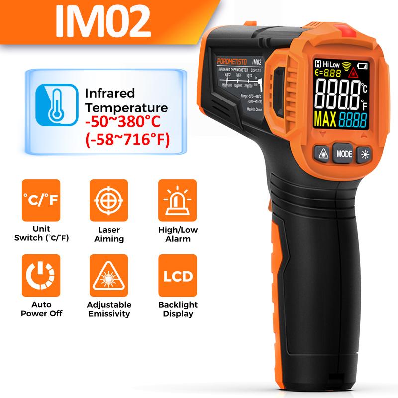IM02/IM02Pro LCD Digital Infrared Thermometer Laser Temperature Meter Non-contact Pyrometer IR Thermometer ℃/℉ with Backlight